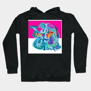 blue tortoise gamera beast kaiju in ecopop mexican patterns art Hoodie